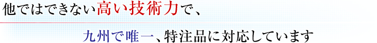 他にはできない高い技術力で、九州で唯一、特注品に対応しています